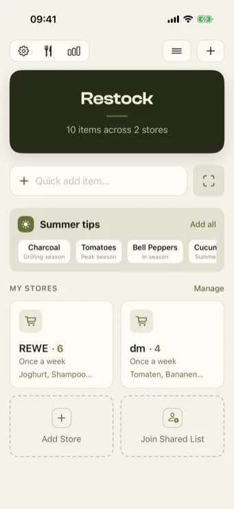 Restock restock reminder for regularly used-up products